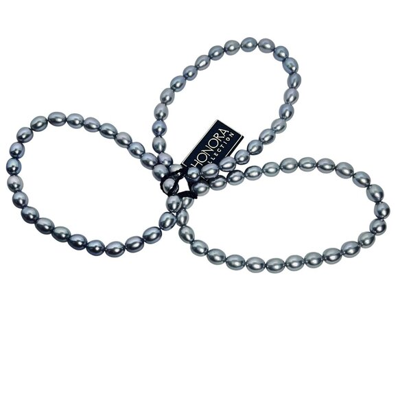 Set Of 3 Honora Gray Freshwater Pearl Stretch Bracelets (5954) - Picture 4 of 4